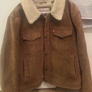 Levi's Tan Sherpa-Collar Suede Jacket